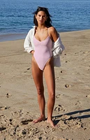 Pacsun Pink Maggie Cinched One Piece Swimsuit