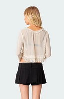 Edikted Grace Sheer Ruffle Chiffon Top