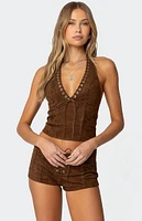 Edikted Sloane Faux Suede Halter Top