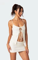 Edikted Alessia Tie Front Ruffled Top
