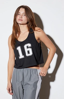 LA Hearts Cropped Mesh Jersey Tank Top