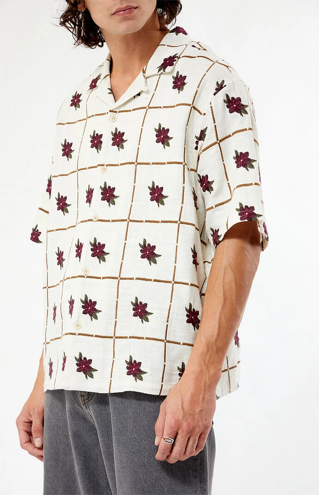 PacSun Floral Embroidered Oversized Camp Shirt