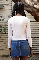 Pacsun Kids Pink Solid Long Sleeve Ribbed Top
