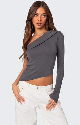 Edikted Fold Over One Shoulder Top