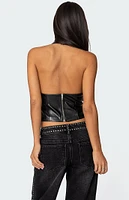 Edikted Tana Faux Leather Halter Top