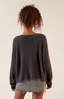 LA Hearts Ginger Fuzzy Knit V-Neck Sweater