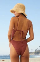 VYB Brown Riley Tie Back One Piece Swimsuit