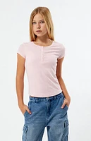 PacSun Kids Light Pink Henley Skimmer Top