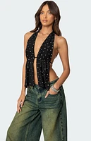 Edikted Studded Open Back Halter Top