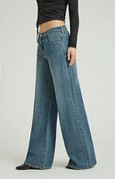 Pacsun Lena Medium Indigo Sparkle Low Rise Super Baggy Jeans