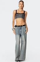 Edikted Rhinestone Ribbed Crop Top