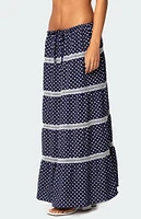 Edikted Polka Dot Tiered Maxi Skirt