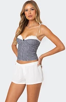 Edikted Peekaboo Lacey Gingham Corset