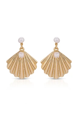 Ettika Scallop Shell & Pearl Earrings