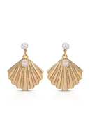 Ettika Scallop Shell & Pearl Earrings