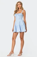 Edikted Basil Cupped Gingham Mini Dress