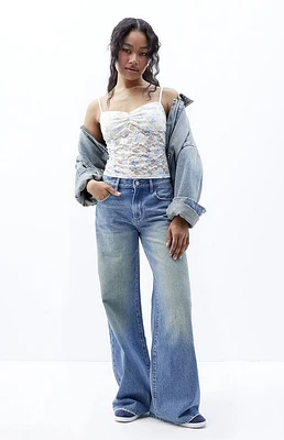 Pacsun Lena Medium Indigo Ripped Low Rise Super Baggy Jeans