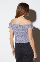 LA Hearts Gingham Off-The-Shoulder Top