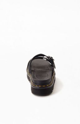 Women's Black Blaire Flower Buckle Slide Sandals
