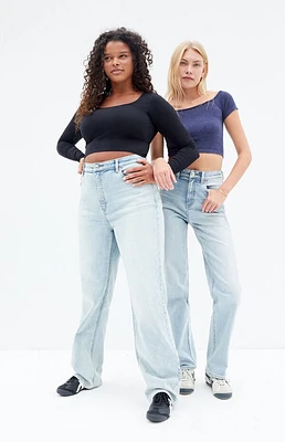 Pacsun Stretch Light Indigo Curve '90s Boyfriend Jeans