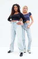 PacSun Stretch Light Indigo Curve '90s Boyfriend Jeans