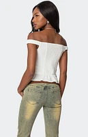 Edikted Ali Linen Look Off Shoulder Top