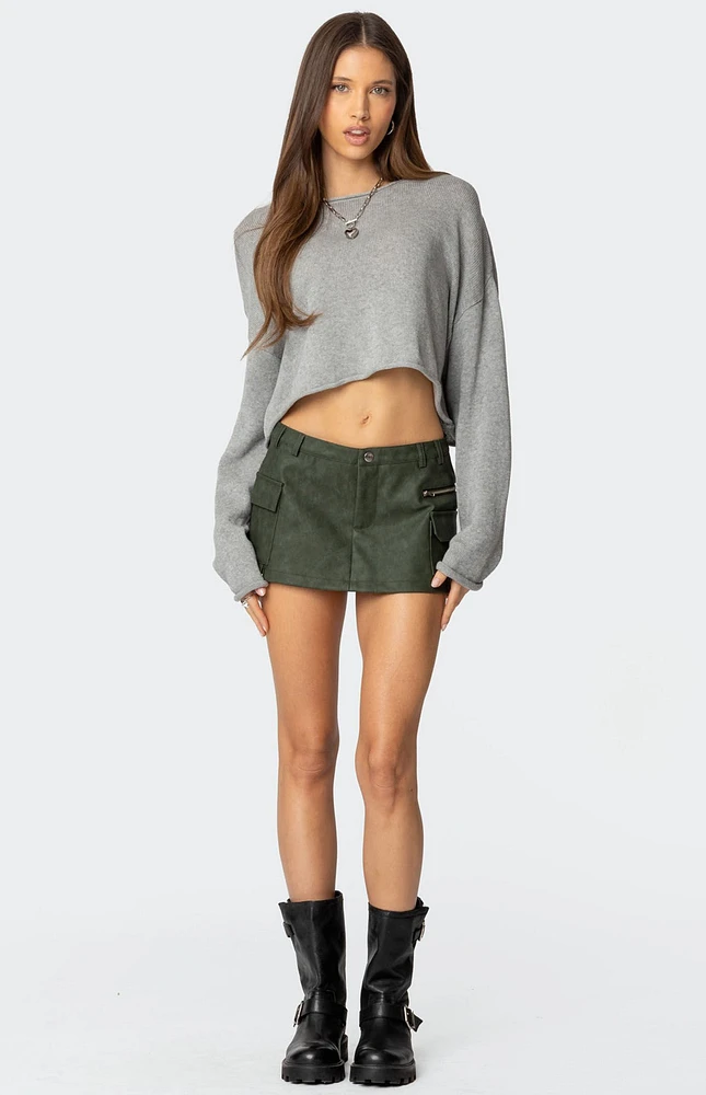 Edikted Faux Leather Cargo Micro Skort