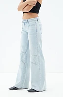 Pacsun Casey Light Indigo Star Low Rise Baggy Jeans
