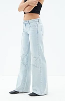 PacSun Casey Light Indigo Star Low Rise Baggy Jeans