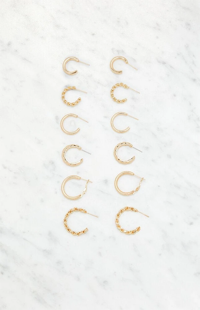 LA Hearts 6 Pack Braided Hoop Earrings