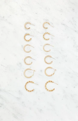 LA Hearts 6 Pack Braided Hoop Earrings