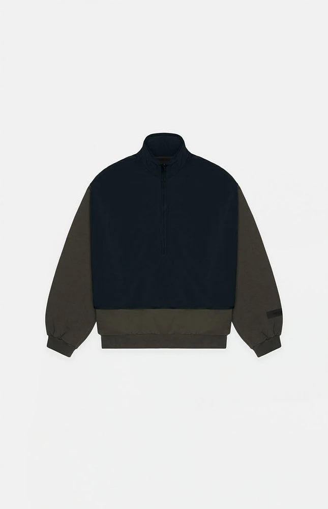 Fear of God Essentials Ink Jet Black Nylon Fleece Mock Neck Sweatshirt