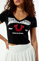 True Religion Distressed Crystal V-Neck T-Shirt