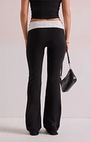 Beverly and Beck Eyelet Fold-Over Flare Pants