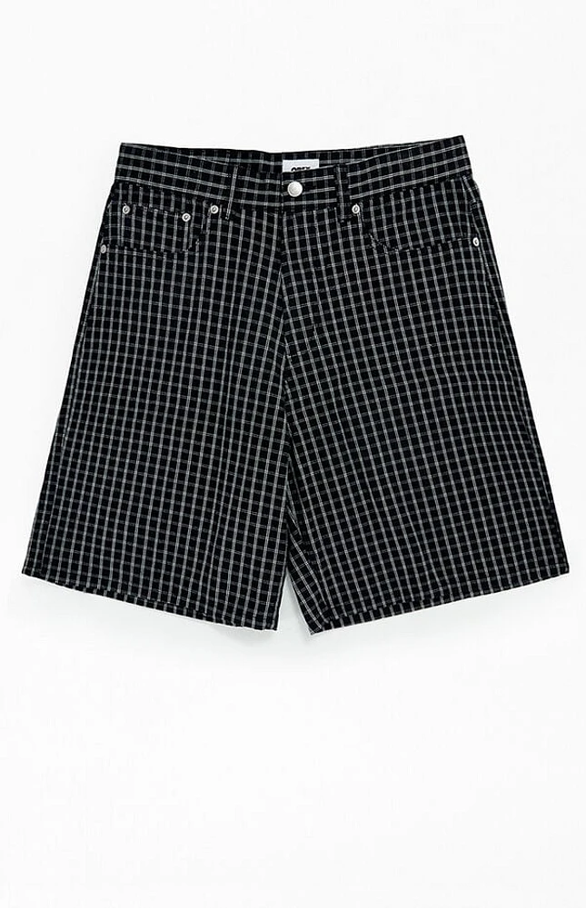 Obey Plaid Baggy Denim Shorts