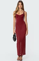 Edikted Mesh Built Bodysuit Maxi Dress