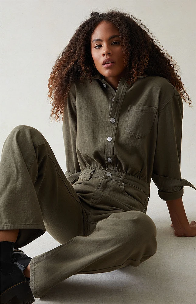 PacSun Seaweed Long Sleeve Jumpsuit