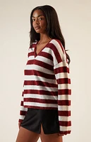 LA Hearts Striped V-Neck Sweater