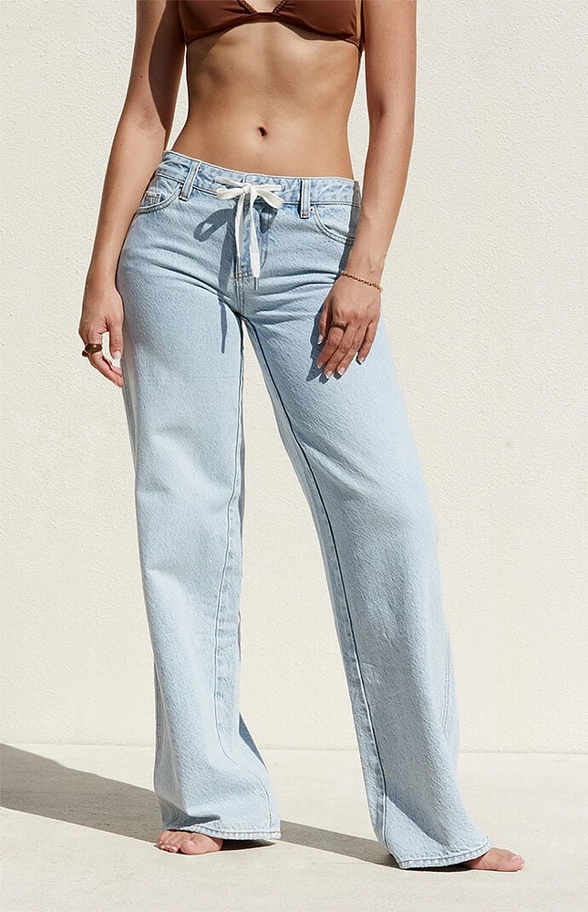 PacSun Light Indigo Drawstring Low Rise Baggy Jeans