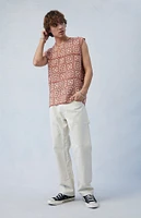 PacSun Cream Carpenter Faux Leather Straight Pants