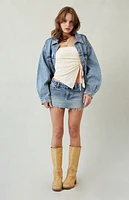 Pacsun Medium Indigo Low Rise Micro Denim Mini Skirt