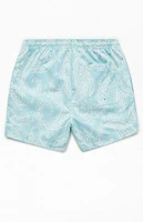 PacSun Blue Paisley Tonal AOP 4.5" Swim Trunks