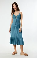 LA Hearts Linen Bustier Midi Dress