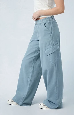 PacSun Blue E-Waist Low Rise Baggy Cargo Pants