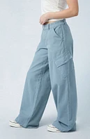 PacSun Blue E-Waist Low Rise Baggy Cargo Pants