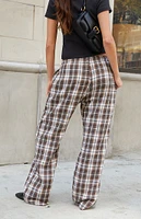 John Galt Brown Plaid Anastasia Sweatpants