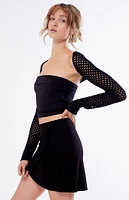 LA Hearts Black Knit Wrap Mini Skirt