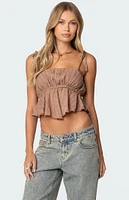 Edikted Rylie Textured Chiffon Flare Top