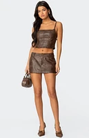 Edikted Scout Washed Faux Leather Skort