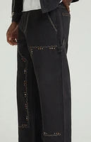 Pacsun Black Embellished Baggy Carpenter Jeans